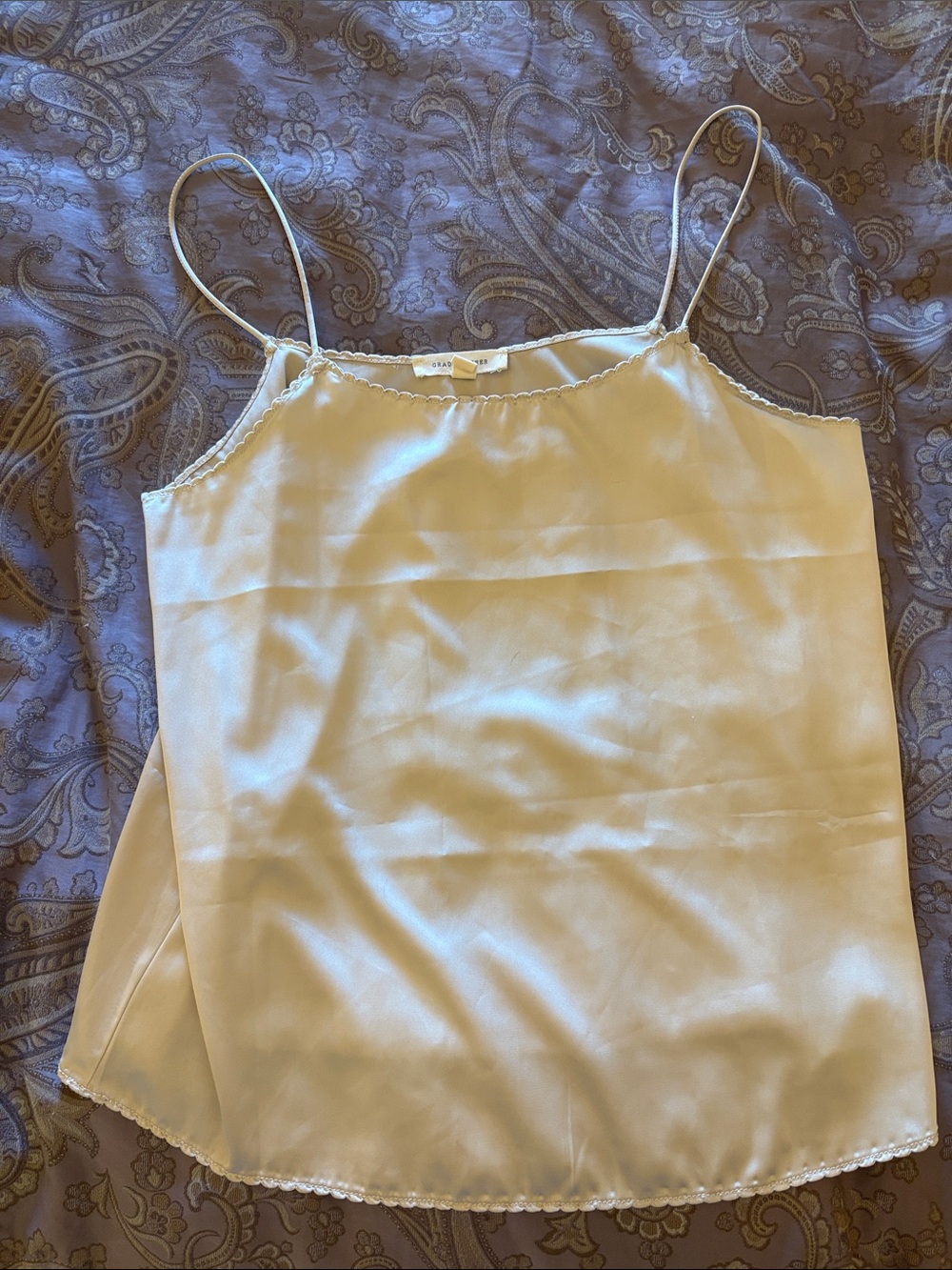 Satin Spaghetti-Strap Camisole in Cream